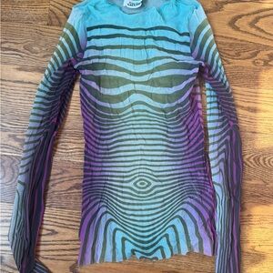 Jean Paul Gaultier Multicolor Sheer Long Sleeve Top